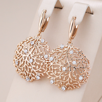 Boucles d'oreilles Elégant avec Branches Rondes et Zirconias