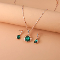 Set Collier + Boucles d'oreilles en Cristal Vert en Or