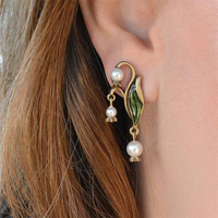 Boucles d'oreilles Boho avec Émail et Perles