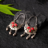 Boucles d'oreilles Vintage en Pierre Rouge