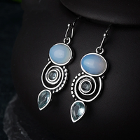 Boucles d'oreilles Vintage en Cristal et Pierre de Lune