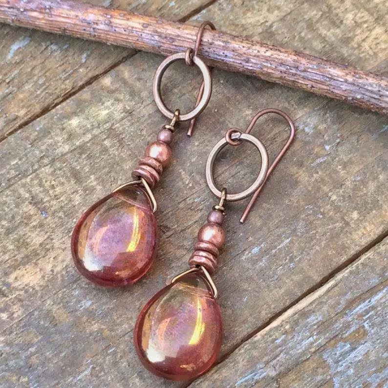 Pendants d'oreilles Vintage en Cristal