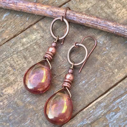 Pendants d'oreilles Vintage en Cristal