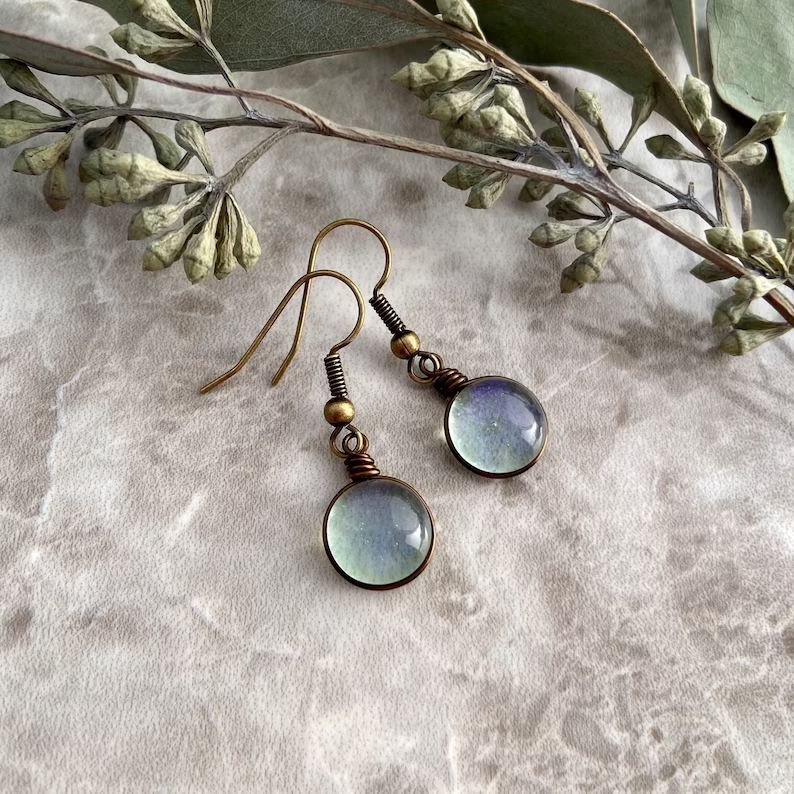 Pendants d'oreilles en Cristal de Lune Vintage