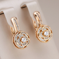 Elégantes boucles d’oreilles rondes en zircone en or