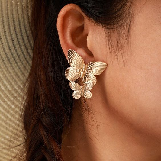 Boucles d'oreilles Vintage en Papillon Doré