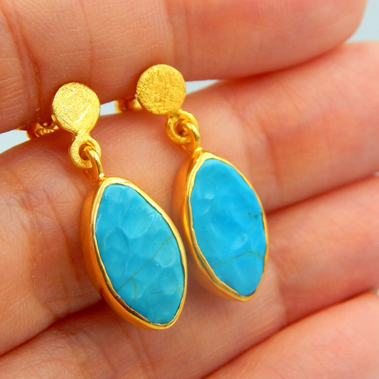 Boucles d'oreilles Vintage Bleu en Or