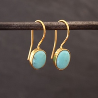 Boucles d'oreilles Vintage en Or avec Pierre Turquoise