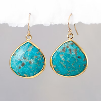 Boucles d'oreilles Turquoise et Or