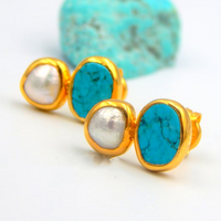 Boucles d'oreilles Turquoise et Or