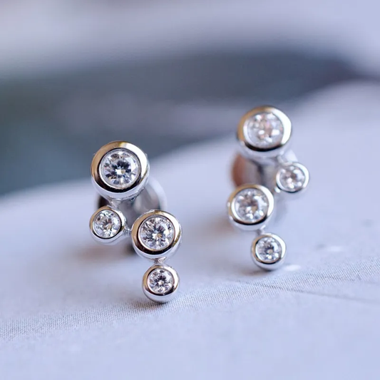 Boucles d'oreilles vintage en argent avec zirconium