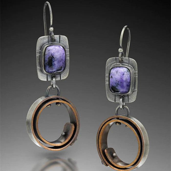 Boucles d'oreilles vintage mauves