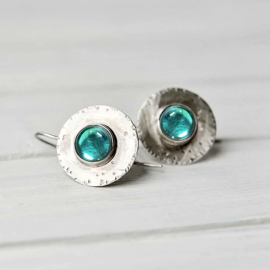 Boucles d'oreilles vintage en argent avec cristaux bleus