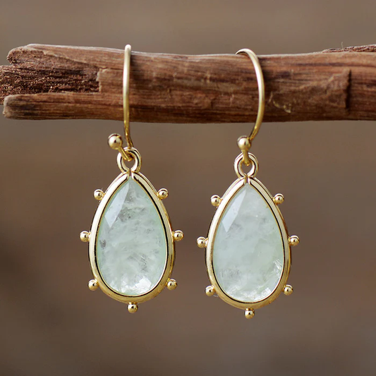 Boucles d'oreilles vintage en pierre de lune dorée