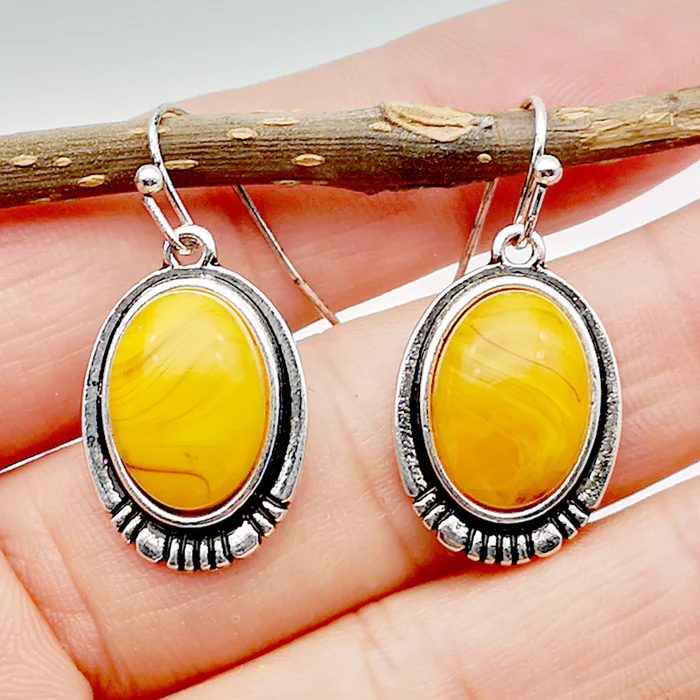 Boucles d'oreilles vintage en pierre jaune