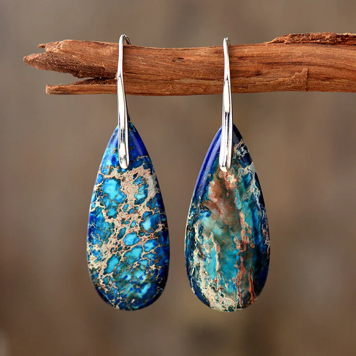 Boucles d'oreilles vintage en pierre bleue