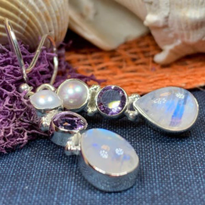 Boucles d'oreilles vintage en pierre de lune