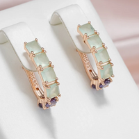 Boucles d'oreilles élégantes en cristal vert et violet