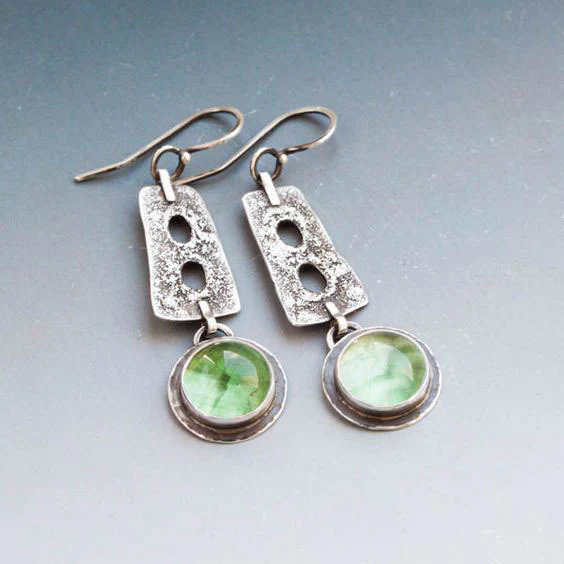Boucles d'oreilles vintage en cristal vert