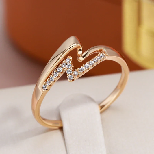 Bague élégante Eclair doré et brillant
