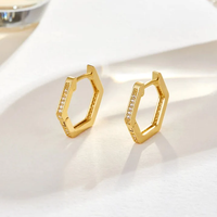 Boucles d'oreilles hexagonales dorées