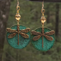 Boucles d'oreilles vintage libellule en or