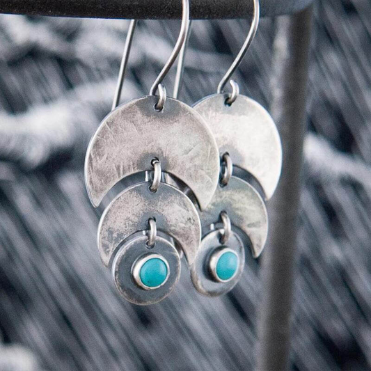 Boucles d'oreilles vintage avec pierre bleue en argent