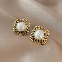 Boucles d'oreilles plaquées or avec perles incrustées