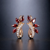 Boucles d'oreilles élégantes en cristal rouge et strass