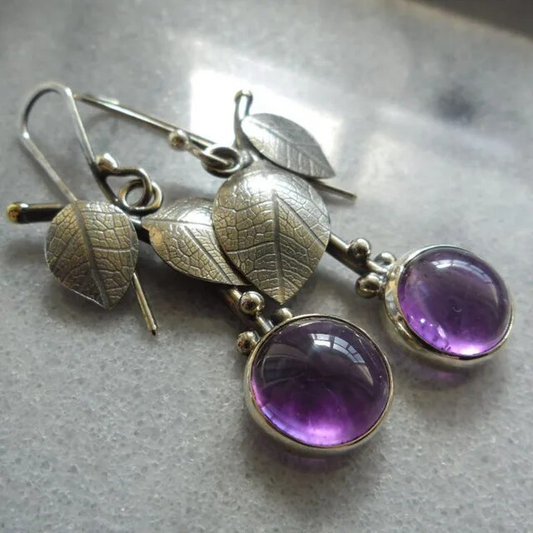 Boucles d'oreilles vintage en cristal violet