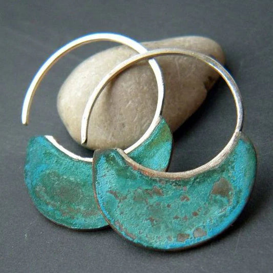 Boucles d'oreilles lune Turquoise Vintage