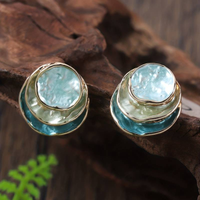 Boucles d'oreilles arrondies multi-couches peintes à la main
