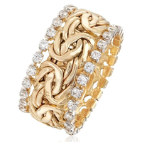 Bague tressée vintage en zirconium doré