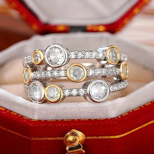 Bague vintage en or et argent brillant
