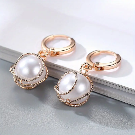 Boucles d'oreilles perles élégantes en or