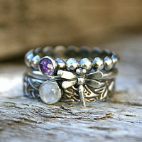Bague Vintage Dragonfly Purple Zirconia