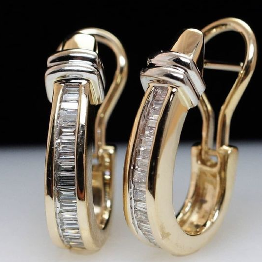 Boucles d'oreilles vintage en cristaux incrustés d'or