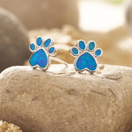 Boucles d'oreilles vintage avec pattes en opale