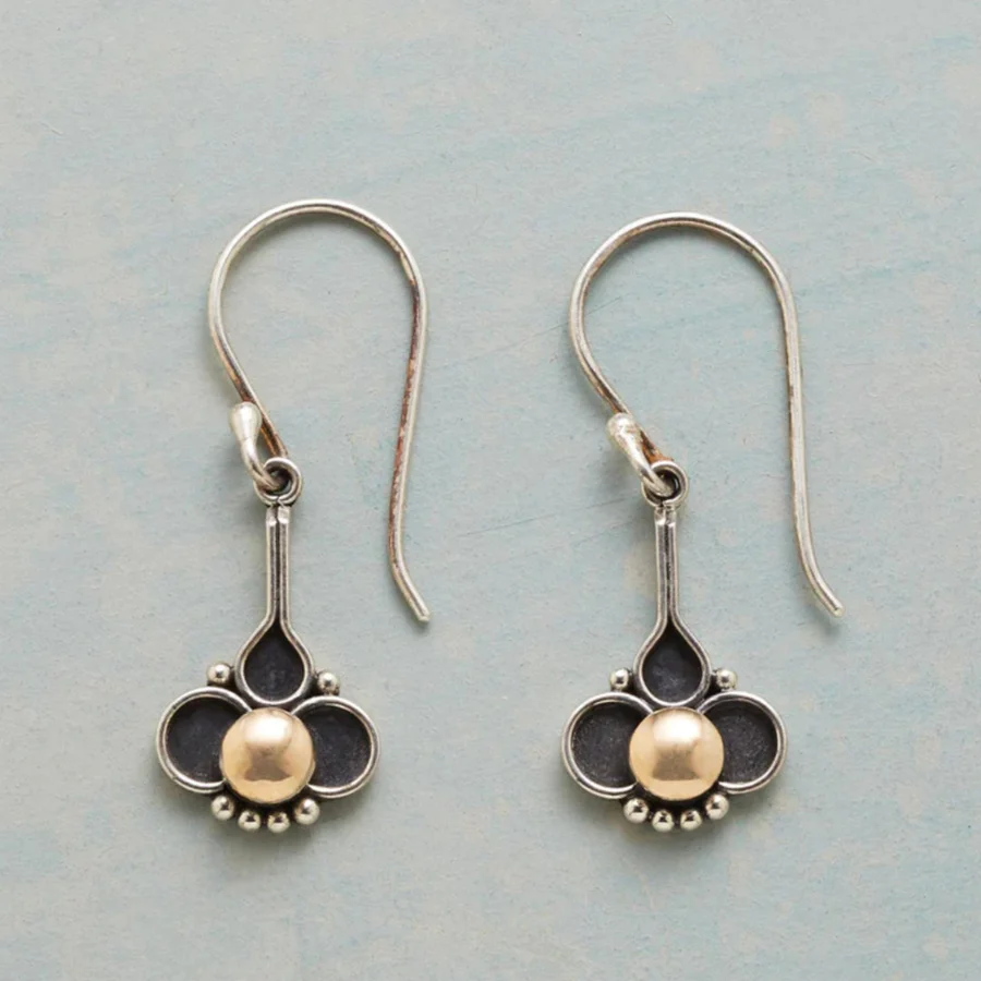 Boucles d'oreilles trèfle avec perles vintage