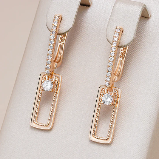 Boucles d'oreilles élégantes, creuses, rectangulaires et brillantes