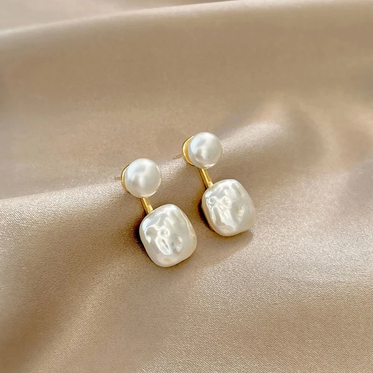 Boucles d'oreilles perles élégantes plaquées or baroque