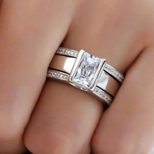 Bague vintage en cristal argenté