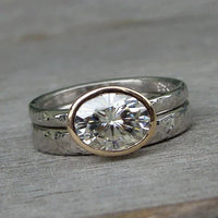 Bague vintage double en argent avec zirconium
