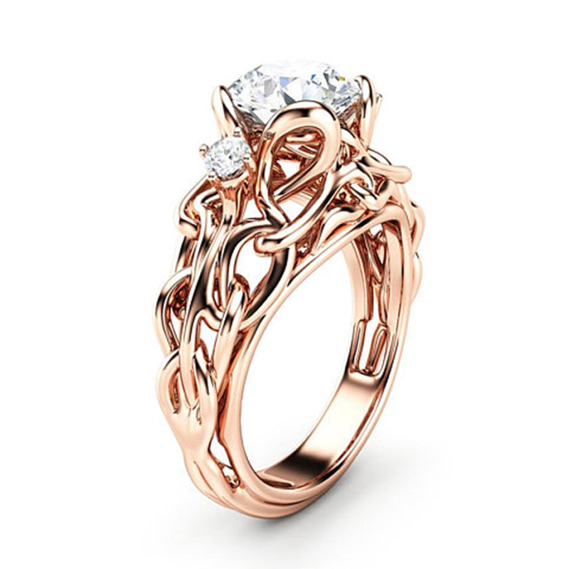 Bague en or avec incrustation de verre vintage