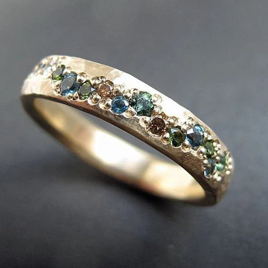 Bague vintage dorée multicolore