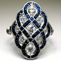 Bague vintage en argent bleu