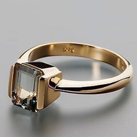 Anneau d'or en verre Vintage Square