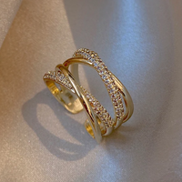 Bague réglable multi-couches brillante et élégante