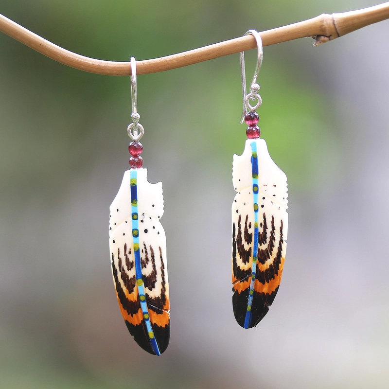 Boucles d'oreilles vintage en plumes ethniques