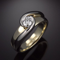 Bague tressée vintage en or et argent avec zirconium